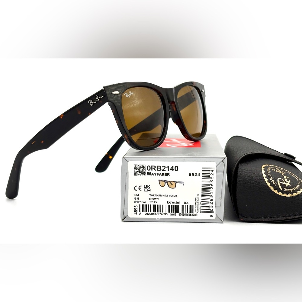 Ray-Ban 54mm Wayfarer RB2140 Tortoise Shell & Brown Lens Sunglasses 54-18-150 - Picture 11 of 11